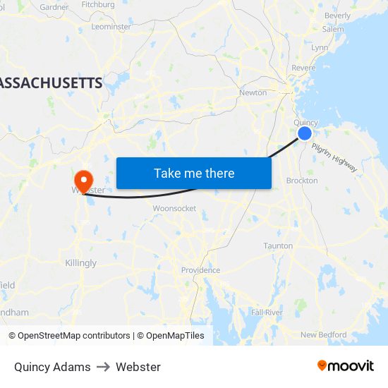 Quincy Adams to Webster map