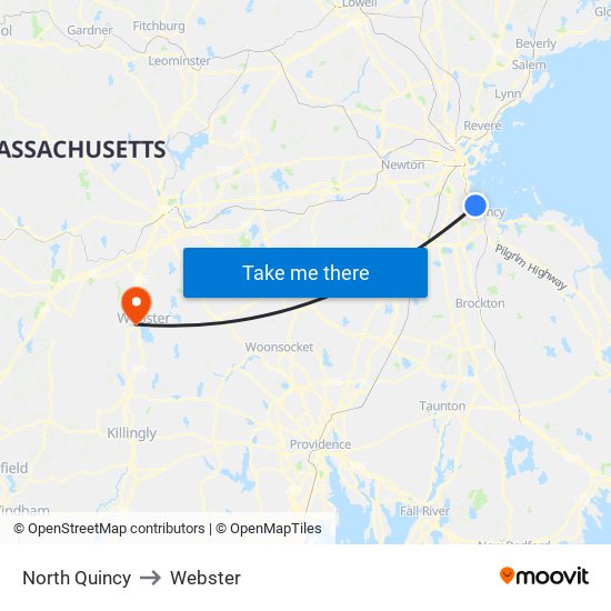 North Quincy to Webster map