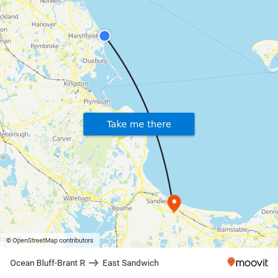 Ocean Bluff-Brant R to East Sandwich map