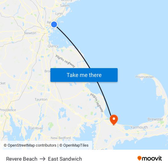 Revere Beach to East Sandwich map