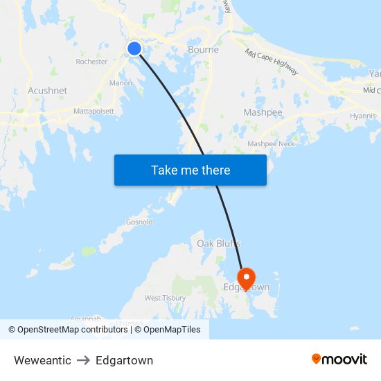 Weweantic to Edgartown map