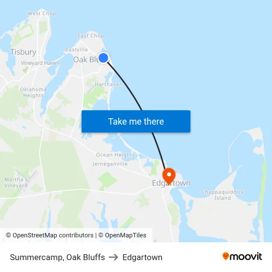 Summercamp, Oak Bluffs to Edgartown map