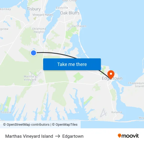 Marthas Vineyard Island to Edgartown map