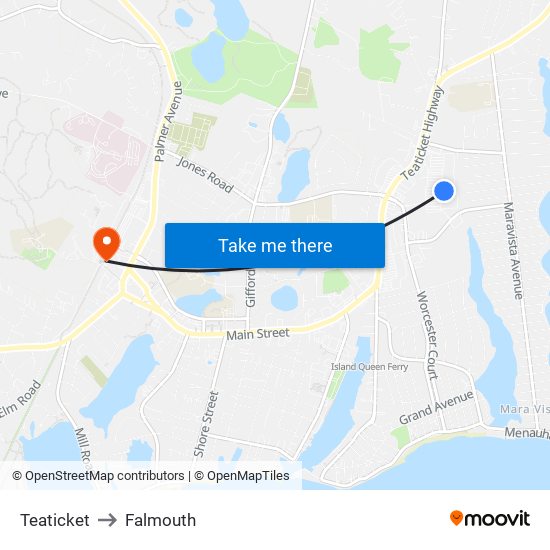 Teaticket to Falmouth map