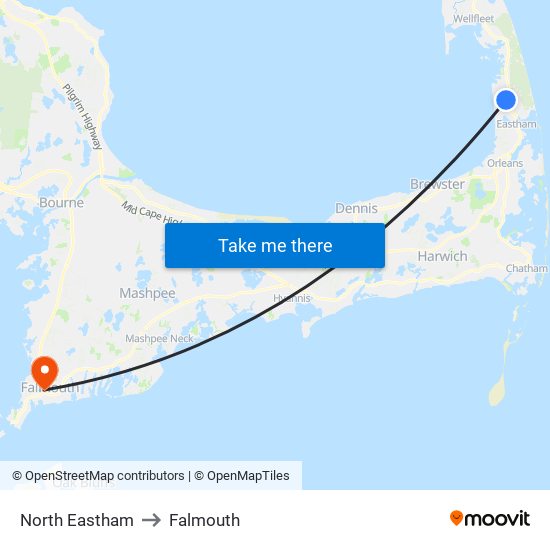 North Eastham to Falmouth map