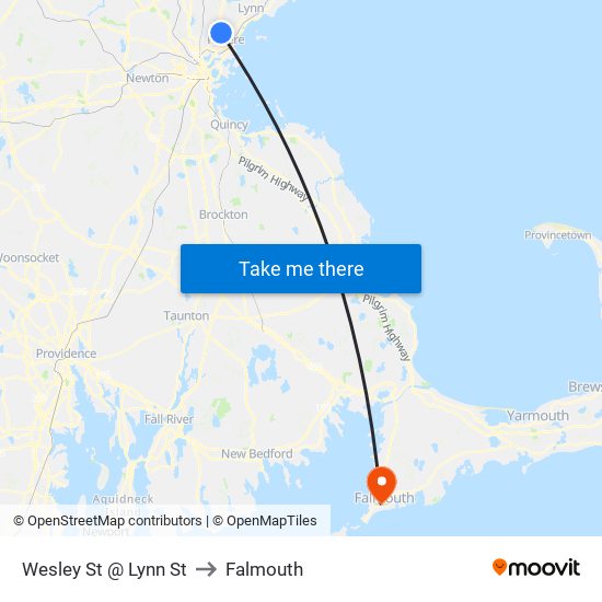 Wesley St @ Lynn St to Falmouth map