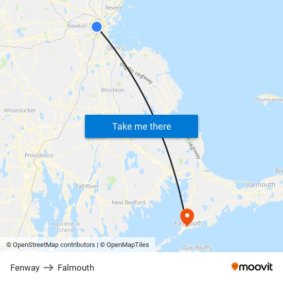 Fenway to Falmouth map