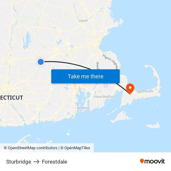 Sturbridge to Forestdale map