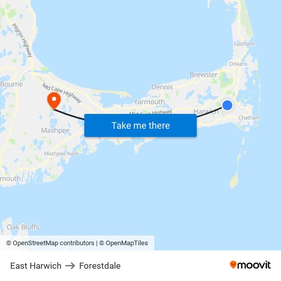 East Harwich to Forestdale map