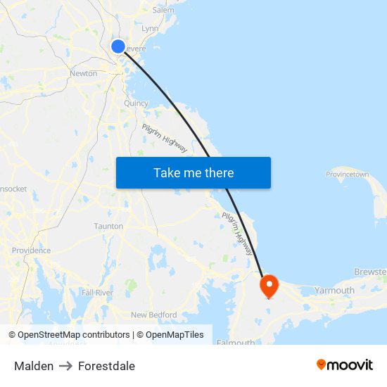 Malden to Forestdale map