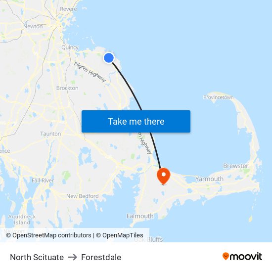 North Scituate to Forestdale map