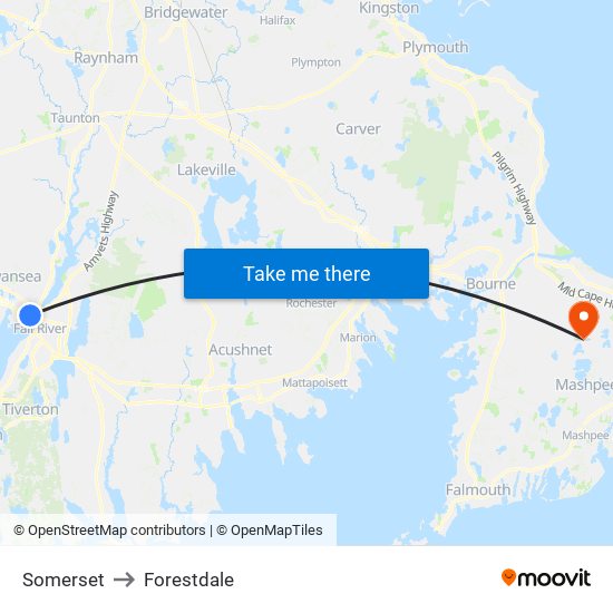 Somerset to Forestdale map