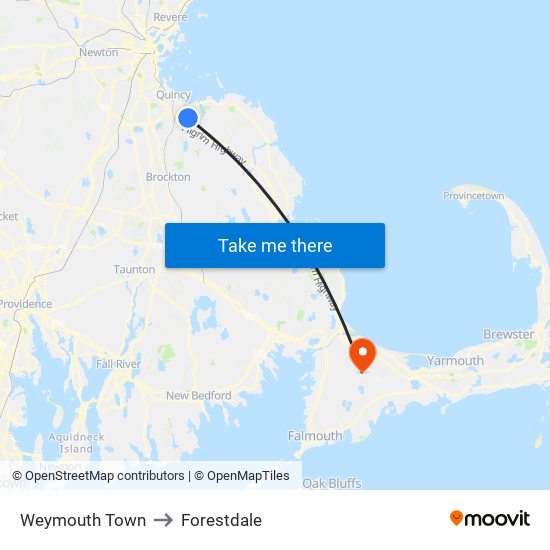 Weymouth Town to Forestdale map