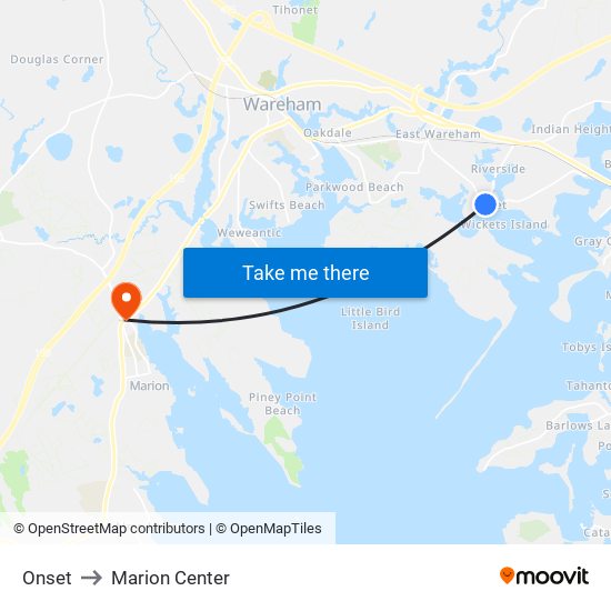 Onset to Marion Center map