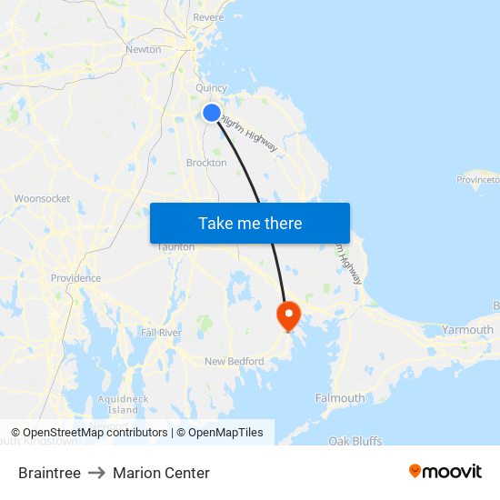 Braintree to Marion Center map