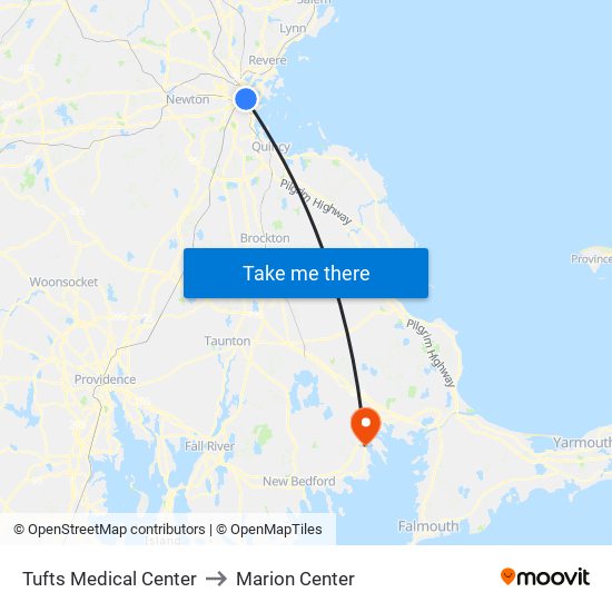 Tufts Medical Center to Marion Center map