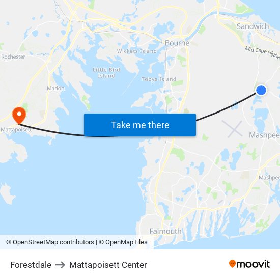 Forestdale to Mattapoisett Center map