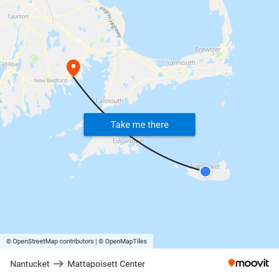 Nantucket to Mattapoisett Center map