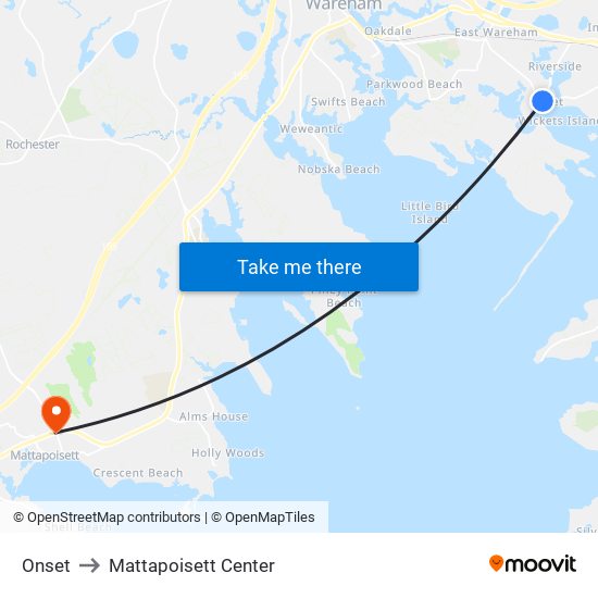 Onset to Mattapoisett Center map