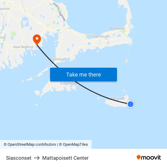 Siasconset to Mattapoisett Center map