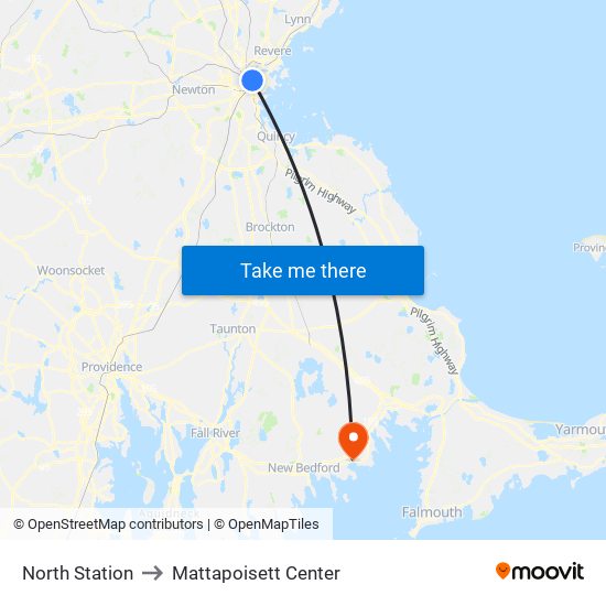 North Station to Mattapoisett Center map