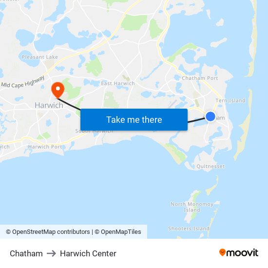 Chatham to Harwich Center map