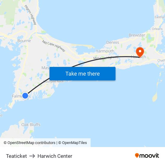 Teaticket to Harwich Center map