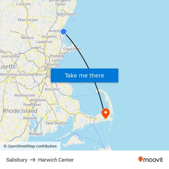 Salisbury to Harwich Center map