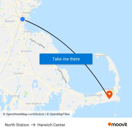 North Station to Harwich Center map