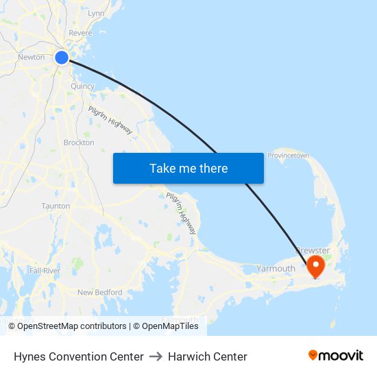 Hynes Convention Center to Harwich Center map