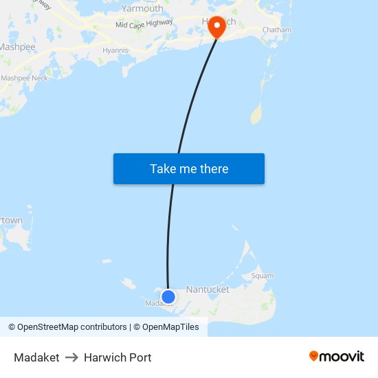 Madaket to Harwich Port map