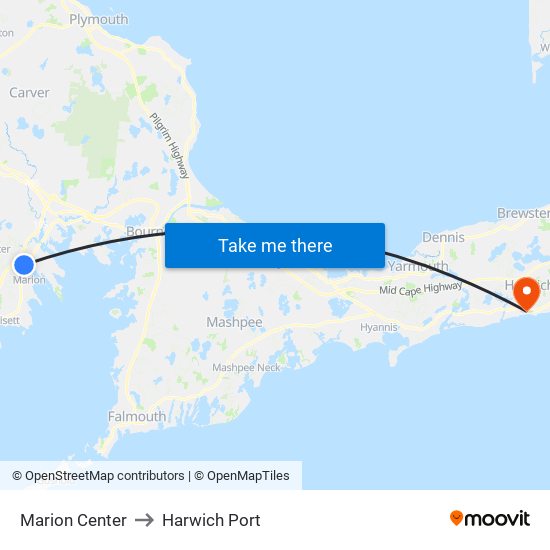 Marion Center to Harwich Port map