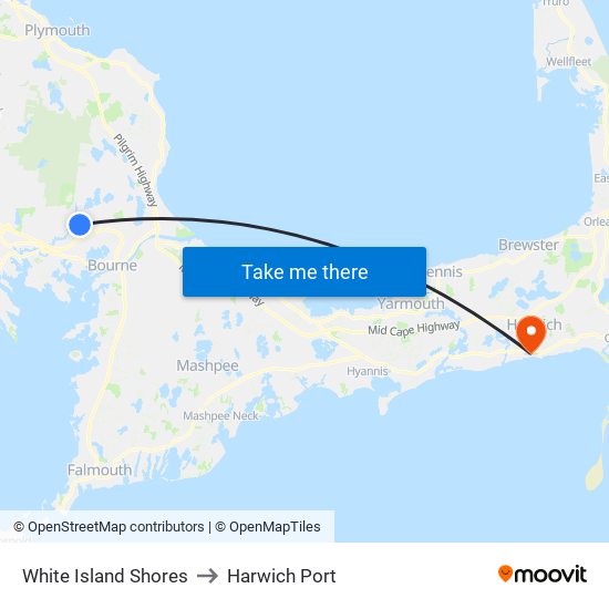 White Island Shores to Harwich Port map