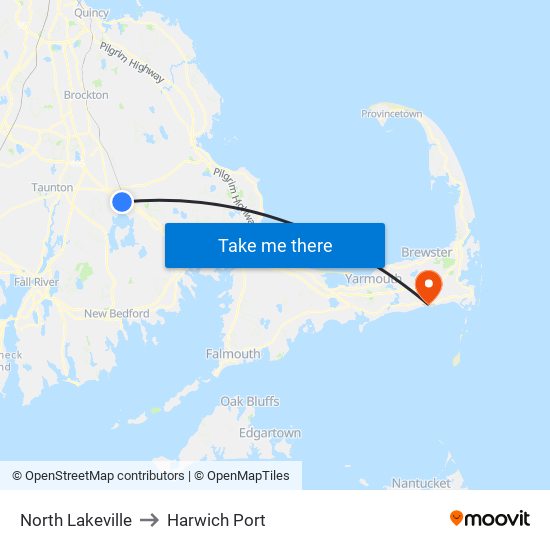 North Lakeville to Harwich Port map