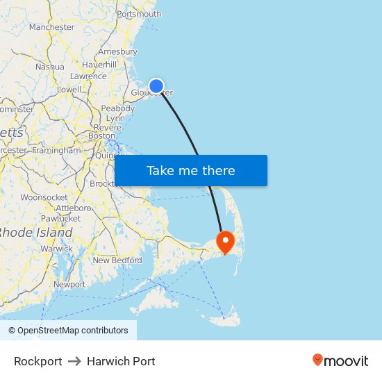 Rockport to Harwich Port map