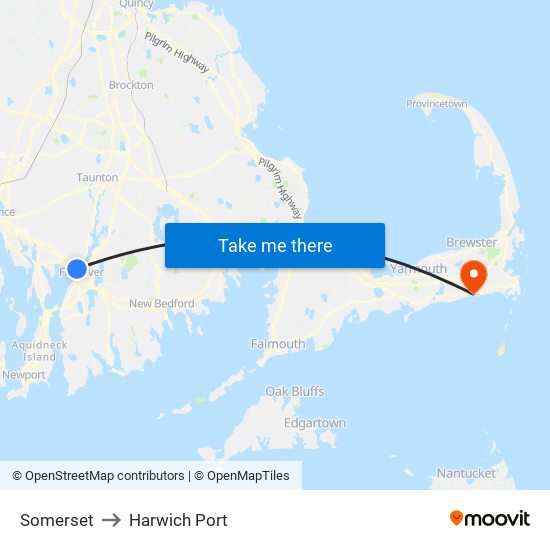 Somerset to Harwich Port map