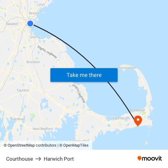 Courthouse to Harwich Port map