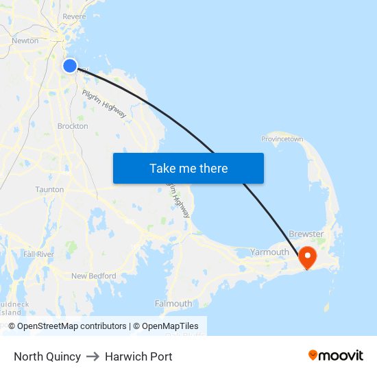 North Quincy to Harwich Port map