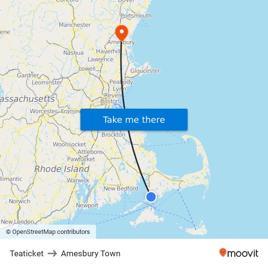 Teaticket to Amesbury Town map