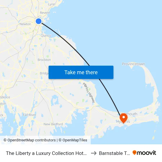 The Liberty a Luxury Collection Hotel Boston to Barnstable Town map