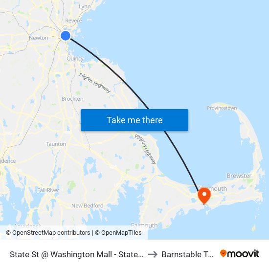 State St @ Washington Mall - State St Sta to Barnstable Town map