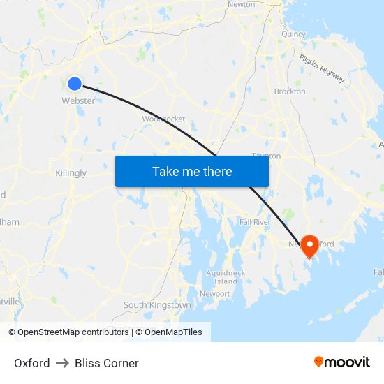 Oxford to Bliss Corner map