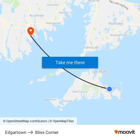 Edgartown to Bliss Corner map