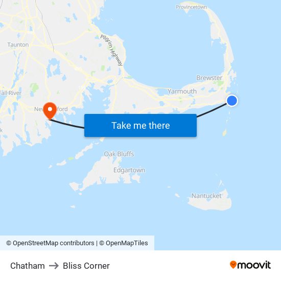 Chatham to Bliss Corner map