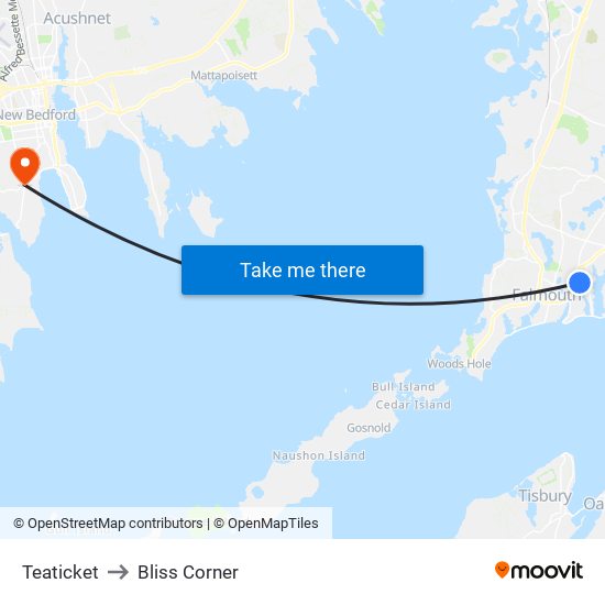 Teaticket to Bliss Corner map