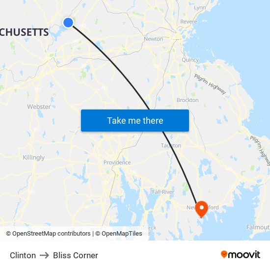 Clinton to Bliss Corner map