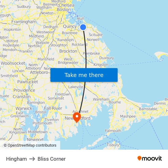 Hingham to Bliss Corner map