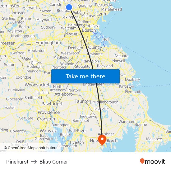 Pinehurst to Bliss Corner map