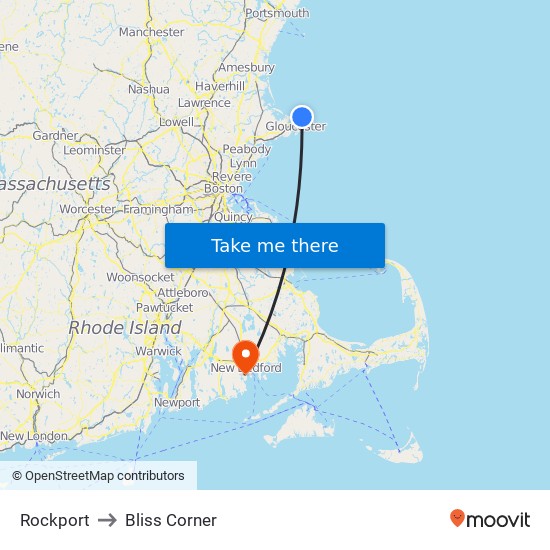 Rockport to Bliss Corner map