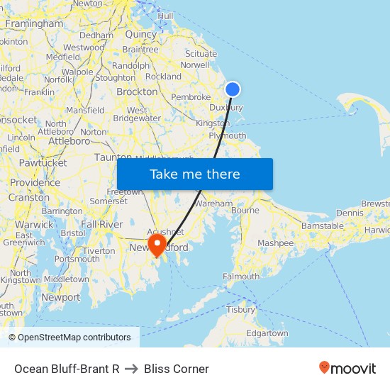 Ocean Bluff-Brant R to Bliss Corner map